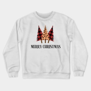 Merry Christmas – Plaid & Animal Print Trees Crewneck Sweatshirt